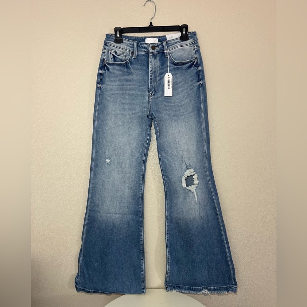 Petra 153 (Size 11/29) Distressed Denim Stretch Flare Leg Jeans